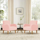 Chenille Fabric Accent Chair Set of 2, Upholstered Armchair with Solid Wood Legs, Modern Living Room Accent Chair, Comfy Single Sofa Chair Reading Club Chair for Bedroom Reception Lounge,Pink by CozyNest Decor