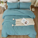 Litanika Comforters Grayish Teal Oversized Queen Size, 3 Pieces Lightweight Solid Bedding Comforter Set, All Season Fluffy Bed Set (98x98In Comforter & 2 Pillowcases) by CozyNest Decor