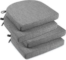 downluxe Indoor Chair Cushions for Dining Chairs, Soft and Comfortable Textured Foam Kitchen Chair Pads with Ties and Non-Slip Backing, 16" x 16" x 2", Dark Grey, 4 Pack by CozyNest Decor