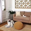 REDEARTH · Round Pouf Ottoman - Hand Knitted Cable Boho Poof Home Décor Pouffe Circular Footrest for Living Room - Bedroom - Lounge - Nursery - 100% Cotton Poufs (19.5"x19.5"x14") - Mustard by CozyNest Decor