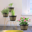 10 Inch Plant Pots, 4 Pack Flower Pots Outdoor with Drainage Holes & Trays, Retro Antique Imitation Decorative Garden Plastic Pots for Plants Indoor Sets for Houseplants by CozyNest Decor