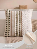 Boho Chenille Tufted Couch Throw Pillow Covers 18x18 Inch Set of 2 Farmhouse Striped Decorative Pillow Covers Accent Neutral Square Pillowcase Green Cushion Covers for Livingroom Sofa Bed by CozyNest Decor