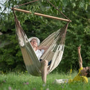 LA SIESTA - XL King Habana Cotton Hammock & Romano Steel Stand - Indoor Outdoor Hanging Hammock Swing for Bedroom Porch Balcony - Boho Hanging Chair - Nougat by GreenHaven Gardens