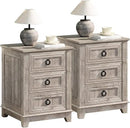 Farmhouse Night Stand Set of 2, 18" End Table with 3 Drawer Metal Handle, Dresser for Bedroom, Sofa Bed Side Table Chest of Drawers,Wood Nightstand Cabinet for Organizer, Living Room-Oak by CozyNest Decor