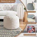 Round Stuffed Pouf Ottoman, Foot Stools Ottoman,Corduroy Poufs with Foam Chunk Filling, Furry and Fluffy Storage Ottomans, 20 X 15 Floor Poufs Foot Rest for Living Room by CozyNest Decor