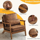 Karl home Accent Chair Wide Armrest Mid-Century Lounge Chair Bronzing Cloth Armchair with Lumbar Pillow & Solid Wood Frame for Living Room, Bedroom, Balcony, Brown by CozyNest Decor