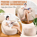 4FT Bean Bag Chair: Bean Bag with Velvet Cover, Fluffy and Comfy Bean Bag Chairs for Adults and Kids, Bean Bag Sofa Filled with High-Density Sponge for Gaming (Yellowish Beige) by CozyNest Decor