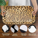 Serving Trays with Handles, 14.5 x 9.8 inch Rectangular Plastic Tray for Restaurant, Kitchen, Brown Leopard by CozyNest Decor