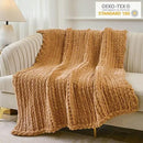 Esterra Chunky Knit Throw Blanket Newly Upgraded Heavy Tighter Version, Handmade Chenille Throw Super Soft, Thick Yarn Cable Knit Crochet Throw Blanket for Couch Bed Sofa (50"x60" Mustard Yellow) by CozyNest Decor