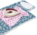 Encasa XO Ironing Mat/Pad (Small 28"x20") with 3mm Padding & Silicone Iron Rest for Steam Pressing on Tabletop or Bed - Heat Resistant, Portable, Quilting & Travel Blanket - Big Leaves Blue by CozyNest Decor