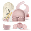 All In One Silicone Feeding Set - Safe for 6-12 Months - Non-Toxic Baby Led Weaning Supplies - Toddler Self Feeding Utensils - BPA-Free - Mess Free Essentials by TinyTreasures Baby Boutique