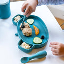 Baby Cutlery with Case, Baby Spoon & Fork Set, Baby Cutlery for Babies, First self Feeding Cutlery, Silicone Baby Spoon & Fork, 6 Months Plus, (Blue) by TinyTreasures Baby Boutique