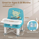 Baby Travel Booster Seat with Double Tray, BabyBond Upgraded Toddler Portable Baby Chair, Booster Seat for Dining Table, Stable and Foldable Booster Baby Chair for Indoor/Outdoor (Blue Sea World) by TinyTreasures Baby Boutique