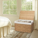 Wicker Storage Basket with Lid, 27.7 Gallon (105L) Large Blanket Basket with Lid, Woven Storage Bin with Handles, Removable Liner, Metal Frame, Foldable, for Bedroom, Laundry Room, Natural by CozyNest Decor