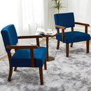 Accent Chair Set of 2 with Table, Living Room Chairs with Velvet Soft Seat & Armrests for Living Room Bedroom Reading Room Waiting Room (Velvet Navy) by CozyNest Decor
