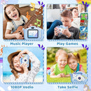 Kids Camera, Toys for Toddlers Age 3-8 Year Old Girl Christmas Birthday Gifts, Children Digital Camera with Cartoon Soft Silicone Cover and 32GB Card (Azure) by TinyTreasures Baby Boutique