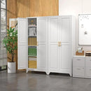 Kitchen Pantry Cabinet,75”White Metal Storage Cabinets with Doors and 4 Adjustable Shelves,Kitchen Cabinet with 2 Gold Handles,Tall Cabinet for Livingroom,Pantry, Bathroom by CozyNest Decor