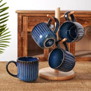 famiware Coffee Mugs Set of 4, Starlight 11 oz Mug Cup Set with Handle for Coffee, Tea, Cocoa, Milk - Ceramic Stoneware Mug Set, Nebulas Blue by CozyNest Decor