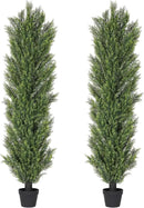 THE BLOOM TIMES 6ft Tall Topiary Trees Artificial Outdoor – UV Resistant Faux Cedar Pine Cypress Bushes and Shrubs, Fake Potted Plants for Front Porch Outside Planter Patio Decor, Set of 2 (6 Foot) by GreenHaven Gardens