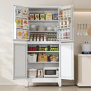 75" H Metal Storage Cabinet, Pantry with 6 Door Shelves and 4 Adjustable Shelves, Leveling Foot for Kitchen, Living Room and Dinning Room, White by CozyNest Decor