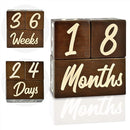 I'm Solid Wood Weekly Monthly Yearly Baby Milestone Age Blocks, Gender Neutral, Newborn Gifts & Keepsakes for Picture Props (3 Pcs/Brown) by TinyTreasures Baby Boutique