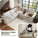 112" L Shaped Sectional Sofa with Detachable Sofa Cover, Reversible Sectional Modular Couch for Living Room, Linen Fabric Corner Couch with 7 Seats, Oatmeal by CozyNest Decor