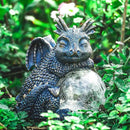 WONDER GARDEN Dragon Statue - Sleeping Dragon Figurines Solar Light Resin Garden Statues with Crackled Glass Globe Outdoor Waterproof Lawn Ornament Decor by CozyNest Decor