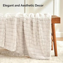 BEDELITE Faux Fur Throw Blanket for Couch, Soft and Cozy 3D Ribbed Fluffy Blanket, Thick Warm Plush Fuzzy Faux Rabbit Fur Blanket for Women Gift (Beige, 60"x 80") by CozyNest Decor