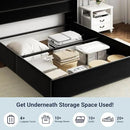 Allewie Queen Size Velvet Lift Up Storage Bed, Modern Wingback Headboard, Hydraulic Support, No Box Spring Needed, Black by CozyNest Decor