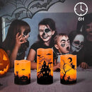 Wondise Halloween Rechargable Flickering Flameless Candles with 6H Timer, Battery Operated LED Real Wax Candles with Charging Base Set of 3 Halloween Home Decoration Gifts(3 x 4 5 6 Inch) by CozyNest Decor