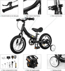 Balance Bike 2 in 1,The Dual Use of a Kids Balance Bike and Toddler Bike, for 2 3 4 5 6 7 Years Old -12 14 16 Inches with Training Theory, Brake, Pedal by TinyTreasures Baby Boutique