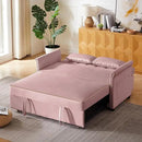 57" Velvet Pull-Out Sofa Bed, 3-in-1 Convertible Loveseat with Gold Trim Strips and Adjustable Backrest, Perfect for Living Rooms, Offices and Apartments (Pink) by CozyNest Decor
