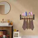 Sorbus Coat Hooks Wall Mount with Shelf – 24 Inch Coat Rack Wall Mount with 5 Heavy Duty Hooks – Floating Wall Shelf with Hooks for Entryway, Bathroom, Bedroom, Kitchen, or Mudroom (Rustic Brown) by CozyNest Decor