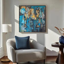 Framed Blue Modern Abstract Wall Art, Large Canvas Paintings Artwork for Walls, Minimalist Art Prints Pictures for Living Room, Hallway, Bedroom, Office, Bathroom Wall Decor -24x24 Inch by CozyNest Decor