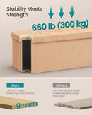 SONGMICS MAZIE Collection - Storage Ottoman Bench, Foldable Foot Rest, 15 x 43 x 15 Inches, End of Bed Bench, Storage Chest, Load 660 lb, Living Room, Bedroom, Entryway, Apricot ULSF604O01 by CozyNest Decor