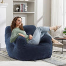 Recaceik Bean Bag Chairs, Tufted Soft Stuffed Bean Bag Chair with Filler, Fluffy Lazy Sofa, Imperial Lounger Giant Bean Bag Chair for Bedroom, Living Room, Blue, Large by CozyNest Decor
