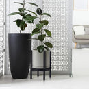 D'vine Dev Ceramic Planter with Ebony Stand - 10 Inch Modern Round Flower Pot with Wood Planter Holder, Grey, 55-B-L-3 by CozyNest Decor