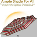 Sunnydaze Outdoor Patio Umbrella - Polyester Table Market Umbrella with Push-Button Tilt and Crank - 8 Sturdy Ribs - Awning Stripe - 9ft by GreenHaven Gardens