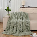Esterra Chunky Knit Blanket Throw 50"x60", 100% Hand Knitted Chenille Throw Blanket, Cozy Soft Thick Cable Knit Throw Large Rope Knot Crochet Throw Blanket for Sofa Couch Bed, Sage Green by CozyNest Decor