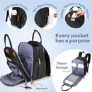 RUVALINO Diaper Bag Backpack-Expandable Baby Bag with up to 50% Capacity -Baby Essentials Bag with Changing Pad Insulated Bottle Holders & Pacifier Case, Waterproof, Black XL by TinyTreasures Baby Boutique