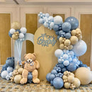 Dusty Blue Balloons 12 Inch Pastel Fog Blue Slate White Sand Metallic Gold Confetti Party Balloons Light Baby Blue White Gold Latex Balloon for Boy Baby Shower Birthday Wedding Party Decoration by CozyNest Decor