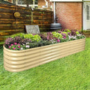 Land Guard 8×2×1.5ft Galvanized Raised Garden Bed Kit, Raised Garden Boxes Outdoor, Oval Metal Raised Garden Beds for Vegetables, Cream Yellow by GreenHaven Gardens