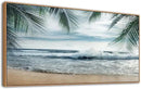 Framed Tropical Beach Wall Art - Ocean Waves Canvas Pictures Coastal Blue Sky and Sea Print Seaside Palm Tree Leaves Scene Painting Artwork Living Room Bedroom Office Home Decor 20" x 40" by CozyNest Decor