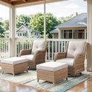 4 Pieces Patio Furniture Sets, Wicker Patio Swivel Glider Chair with Ottomans, Outdoor Furniture Set for Outside Porch, Deck, Balcony, Garden, Yellow by GreenHaven Gardens