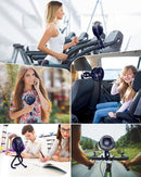 Stroller Fan Clip on for Baby, 4000mAh Rechargeable Battery Operated, Flexible Tripod, 3 Wind Speed, 360° Rotatable, Small Cooling Portable Fan for Car Seat Crib Golf Cart Treadmill, Navy Blue by TinyTreasures Baby Boutique