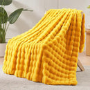 NEWCOSPLAY Faux Fur Throw Blanket Mustard Yellow Bubble Blanket Thick Warm Soft for Couch Sofa Bed 550GSM (Mustard Yellow, Throw(50"x60")) by CozyNest Decor