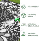 GENIMO Outdoor Rug Waterproof for Patio Decor, 8' x 10' Reversible Plastic Straw Floral Camping Carpet, Large Area Rugs Mats for RV, Camper, Deck, Balcony, Porch, Beach, Picnic, Black & White by CozyNest Decor