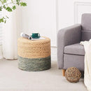 Wimarsbon 18'' Ottoman Pouf, Natural Braided Poof, Rustic Handweave Lounge Pouffe, Boho Footrest Stool for Bedroom, Accent Table or Seat for Living Room (Dusty Blue) by CozyNest Decor