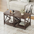 ChooChoo End Table, 24 Inch End Table with 2-Tier Storage Shelf, Side Table for Living Room, Wood Nightstand for Bedroom, Office, Painted Surface, Espresso by CozyNest Decor