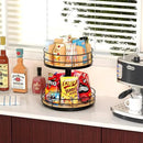 Snack Organizer - Versatile Snack Storage 2 Tier Lazy Susan with Convenient Grab-and-Go Design, Wood and Metal Snack Holder for Home, Office, Breakroom, 12.13" L x 12.13" W x 12.56" H by CozyNest Decor